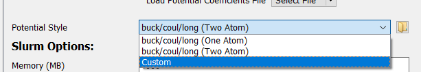 Simulation builder's potential style selector launches the dialog when selecting 'custom'