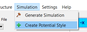 Menu bar button for launching the potential style builder dialog