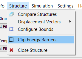 Menu button for clipping energy barriers