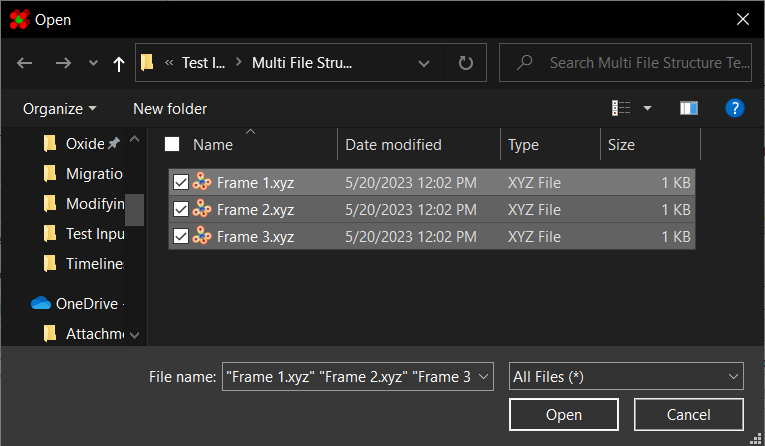 Example of opening multiple structure files at once