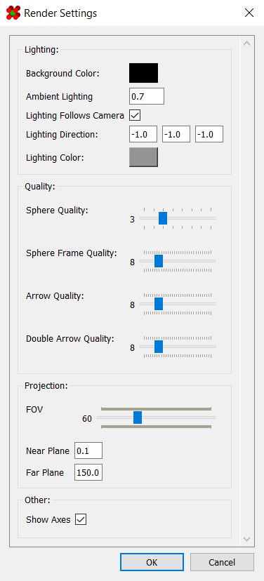 Render settings dialog