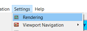 Menu bar button for launching the render settings dialog