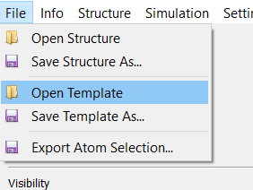 Load template from menu bar