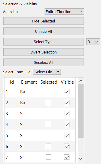 Selection tool panel