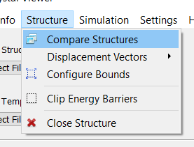 menu bar button for launching the structure comparison dialog