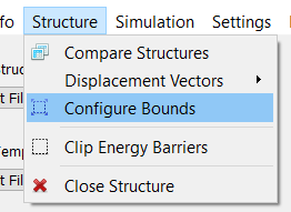 menu bar button for configuring structure bounds