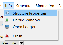 menu bar button for structure properties