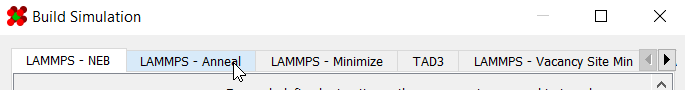 Annealer tab in the simulation builder dialog