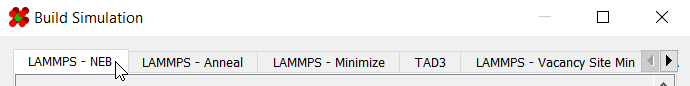 The NEB simulation builder tab