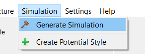 Menu bar button for launching the simulation builder dialog