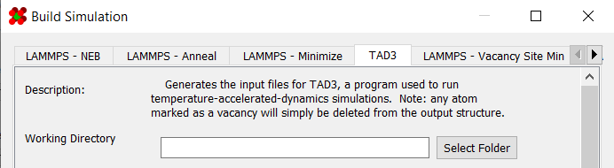 Minimizer tab of the simulation builder dialog