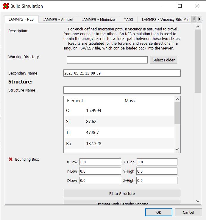 Simulation builder dialog