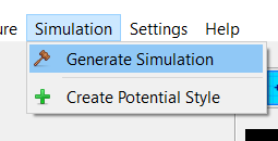 Menu bar button for launching the simulation builder dialog